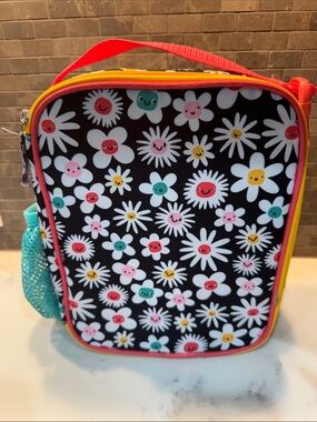 Kids Floral daisy Smile Lunch Bag tote with bottle holder